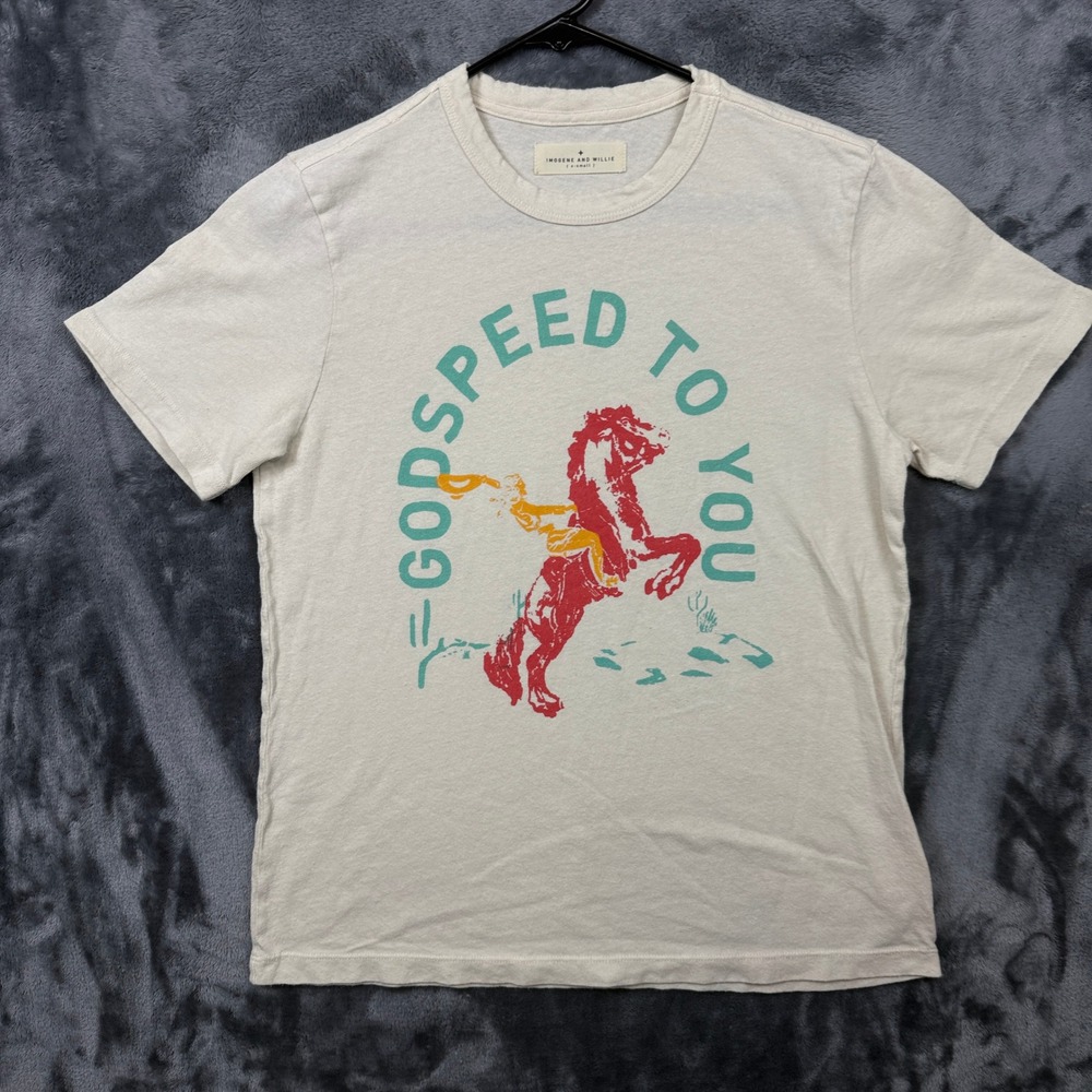 Imogene + Willie T-Shirt Mens XS Cream Godspeed To You Horse Graphic Tee